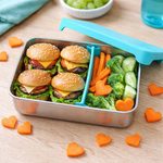 Nerezový Bento box 740 ml so silikónovým viečkom - modrý