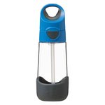 Svačinový box střední + Lahev s brčkem 450 ml - modrá/šedá