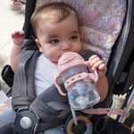 Hrnček so slamkou + Univerzálny silikónový pás - set ružový