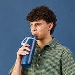 Nerezová termofľaša so slamkou 690 ml - midnight