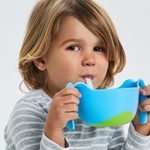 Miska s brčkem XL - modrá 500 ml