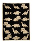 Deka se jménem vzor Dino (béžový text/černá - 75 x 100 cm)