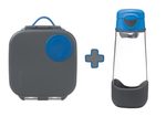 Svačinový box střední + Lahev na pití sport 600 ml - modrá/šedá