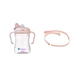 Hrnček s náustkom 240 ml + Univerzálny silikónový pásik - set ružový