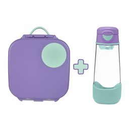 Box na občerstvenie stredný + Fľaša Sport na pitie 600 ml - set lilac pop
