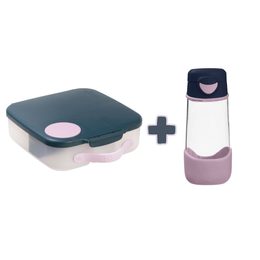 Box na občerstvenie veľký + Fľaša Sport na pitie 450 ml - indigo/ružová