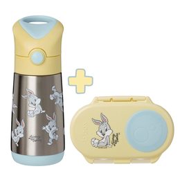 Svačinový box malý + Termoska na pití s brčkem - set Looney Tunes | b.box