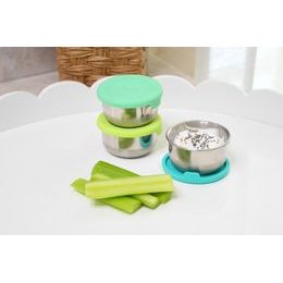 Nerezová dóza 89 ml se silikonovým víčkem 3ks - růžová/ šedá