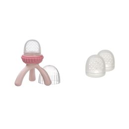 Kŕmiaci cumlík a hryzadlo ružové + Náhradná silikónová sieťka 2ks