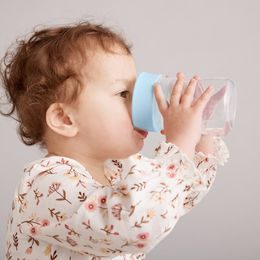 Lahev na pití s brčkem 450 ml - modrá/zelená