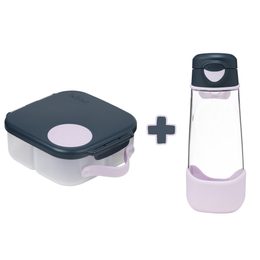 Svačinový box střední + Sport lahev 600 ml - indigo/růžová