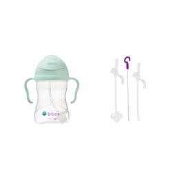 Hrnček so slamkou 240 ml GELATO pistáciový + Náhradné slamky a čistiaca kefka