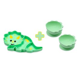 Dělený talířek + mistička s přísavkou - set dinosaur