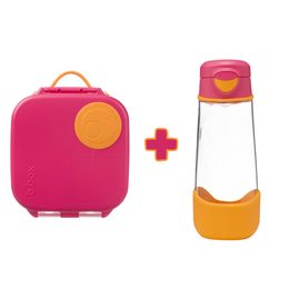 Svačinový box střední + Sport lahev 600 ml - růžová/oranžová