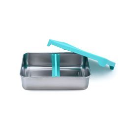 Nerezový Bento box 740 ml so silikónovým viečkom - modrý