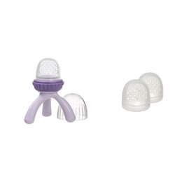 Kŕmiaci cumlík a hryzadlo fialové + Náhradná silikónová sieťka 2ks