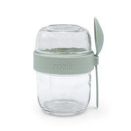 Skleněná dóza na jogurt a salát se lžičkou 660 ml - zelená