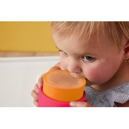 360° netekoucí učící hrneček 250 ml - růžový/oranžový