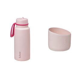 Nerezová termofľaša so slamkou 1 l + silikónový chránič - pink paradise