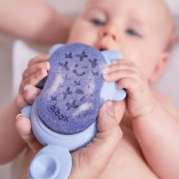 Detská kefa na kúpanie s hubkou - modrá