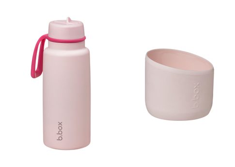 Nerezová termofľaša so slamkou 1 l + silikónový chránič - pink paradise