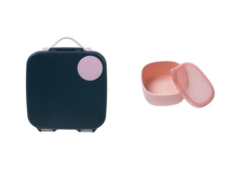 Desiatový box veľký + Krabička na obed - set ružový