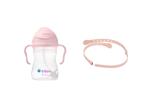 Hrnček so slamkou 240 ml + Univerzálny silikónový pásik - set ružový