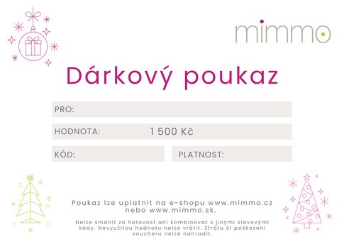Vianočný darčekový poukaz mimmo 1500 Kč