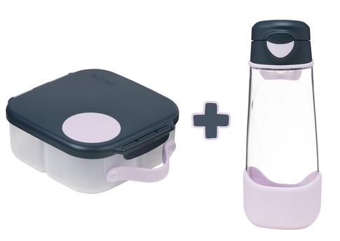 Svačinový box střední + Sport lahev 600 ml - indigo/růžová