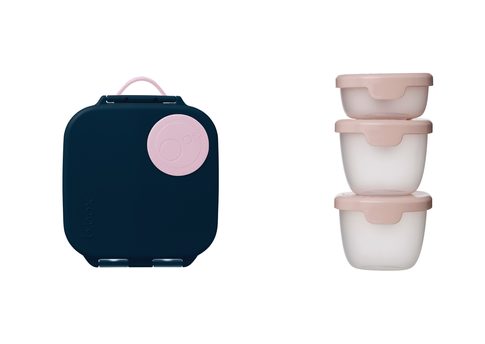 Svačinový box stredný + krabičky Snack tubs - set ružový