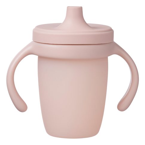 Silikonový hrneček s pítkem 240 ml - růžový