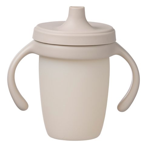 Silikónový hrnček s náustkom 240 ml - béžový