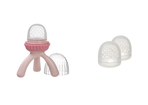 Kŕmiaci cumlík a hryzadlo ružové + Náhradná silikónová sieťka 2ks