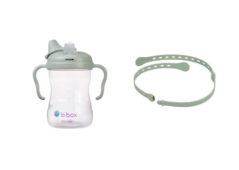 Hrnček s náustkom 240 ml + Univerzálny silikónový pásik - set zelený