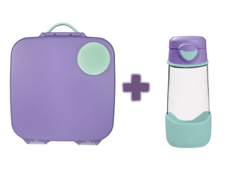 Box na občerstvenie veľký + Fľaša Sport na pitie 450 ml - lilac pop