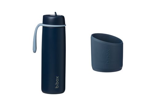 Nerezová termofľaša so slamkou 690 ml + silikónový chránič - midnight