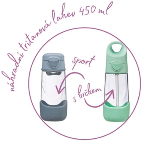 Náhradní lahev na pití s brčkem/ sport 450 ml