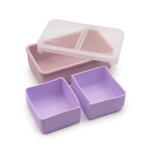 Silikónový bento box na desiatu 700 ml - ružový/fialový