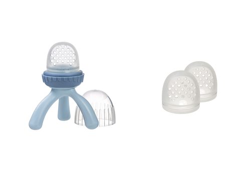 Kŕmiaci cumlík a hryzadlo modré + Náhradná silikónová sieťka 2ks