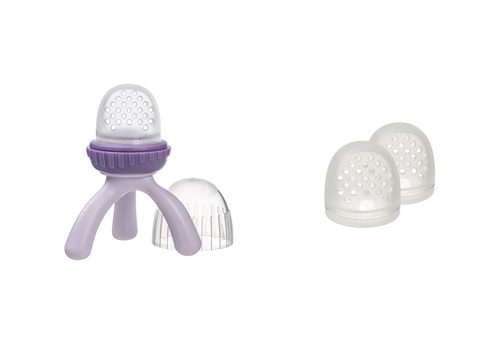 Kŕmiaci cumlík a hryzadlo fialové + Náhradná silikónová sieťka 2ks