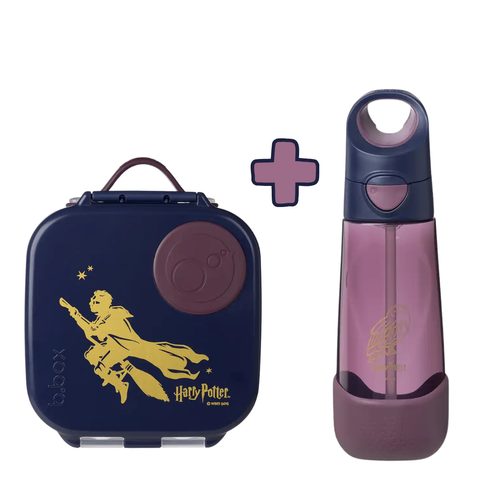 Svačinový box střední + Lahev na pití s brčkem - set Harry Potter | b.box