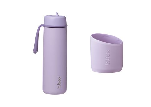 Nerezová termofľaša so slamkou 690 ml + silikónový chránič - lilac love