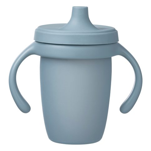 Silikonový hrneček s pítkem 240 ml - modrý