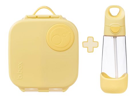 Svačinový box střední + Lahev s brčkem 600 ml - set lemon twist