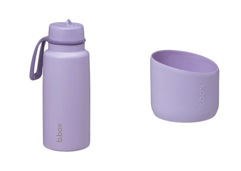 Nerezová termofľaša so slamkou 1 l + silikónový chránič - lilac love