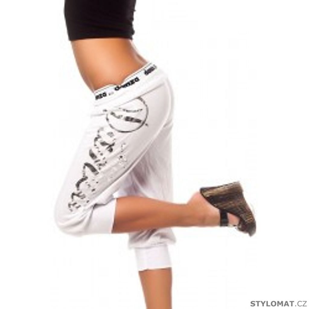 Sexy bílé sportovní capri kalhoty"Miss Danza" - Sportovní kalhoty a tepláky