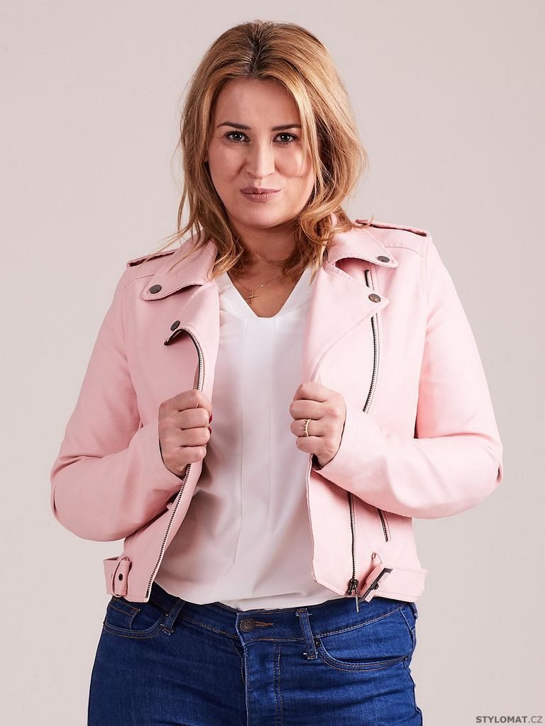 Dámská světle růžová kožená bunda PLUS SIZE - Stylomat.cz - Bundy, kabáty a  vesty