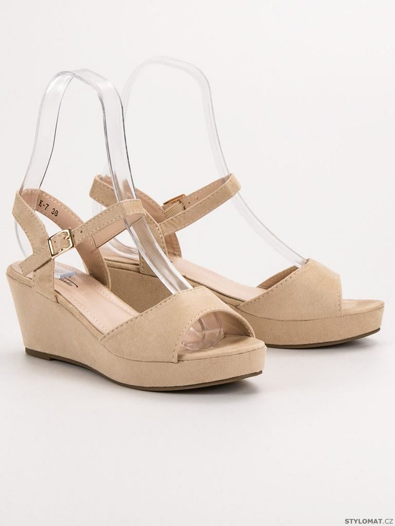 Béžové semišové sandály - Shelovet - Sandále