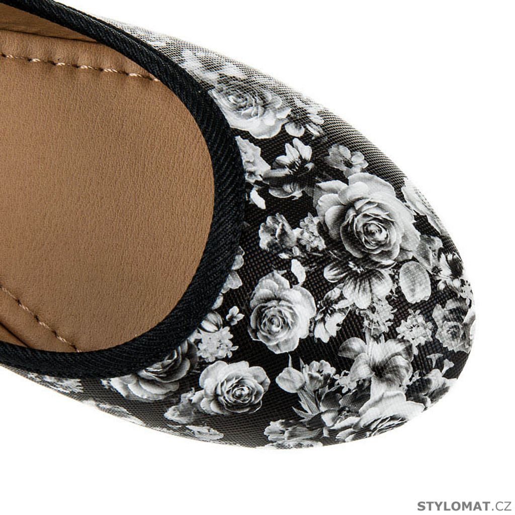 Jarní dámské boty s růžemi černobílé - WEIDE - Baleríny