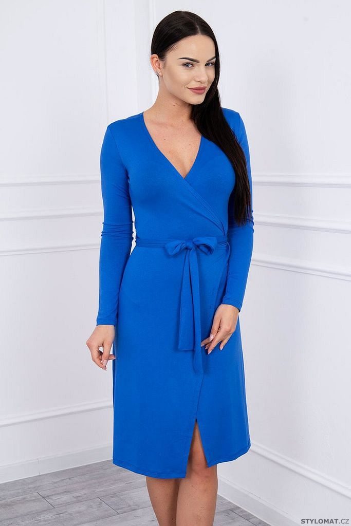 Šaty s vázáním v pase, modrá - Kesi - Krátké letní šaty